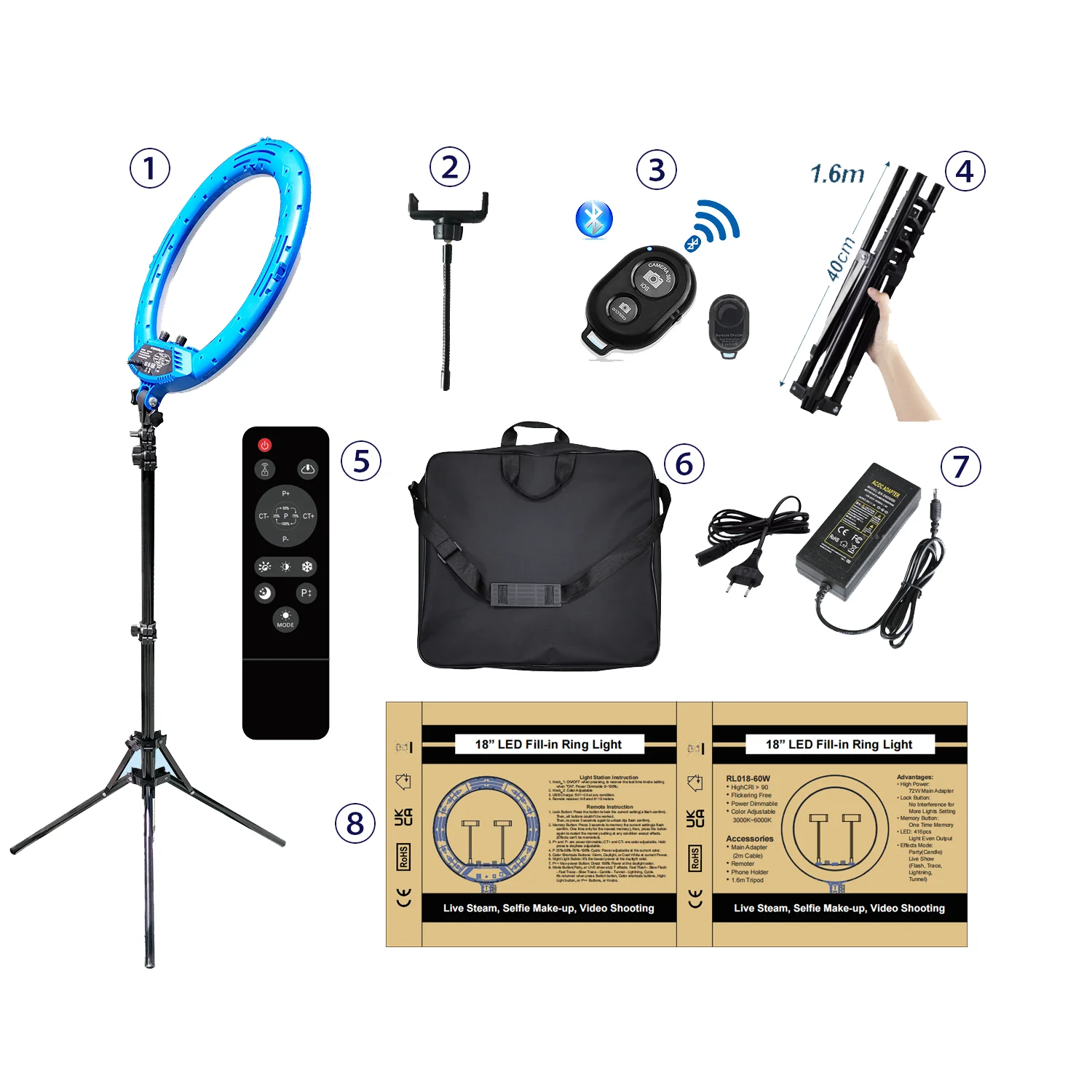 Горячая Распродажа 18 дюймов светодиодная кольцевая лампа Vlog светодиодный свет для мобильного телефона освещения при фотографировании