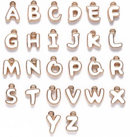 Alphabet A-Z Charms double sided Pendants Hypoallergenic Letter Metal Pendants for DIY Jewelry Findings Making,11.2X14.1mm
