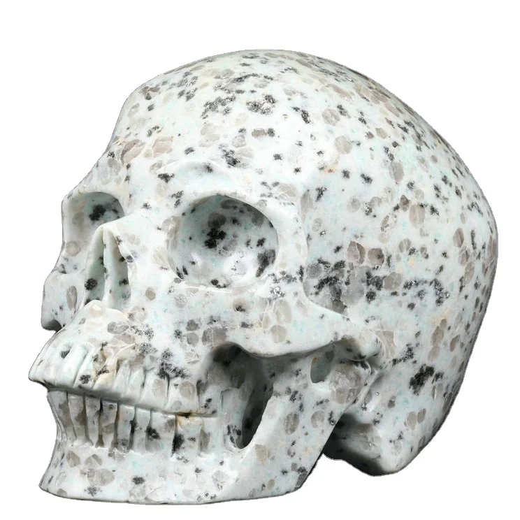 MR.SKULL Wholesale Natural Crystal Skulls Kiwi Jasper Carved  Realistic Crystal Crystal Healing Skull Fou decoration