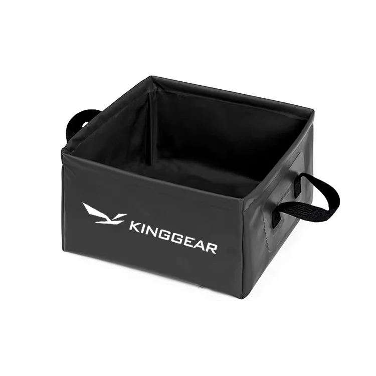 KingGear Custom Printed Lightweight Compact Portable Folding Water Container Camping Collapsible Square Bucket