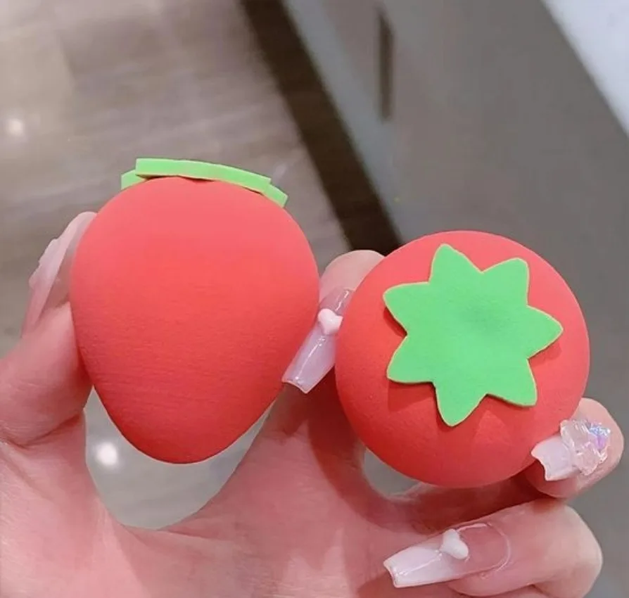 OEM Powder Puff Private Label Pure Cotton Makeup Puff Sponges Face Loose Mineral Custom Logo Makeup Puffs New Fruits Design