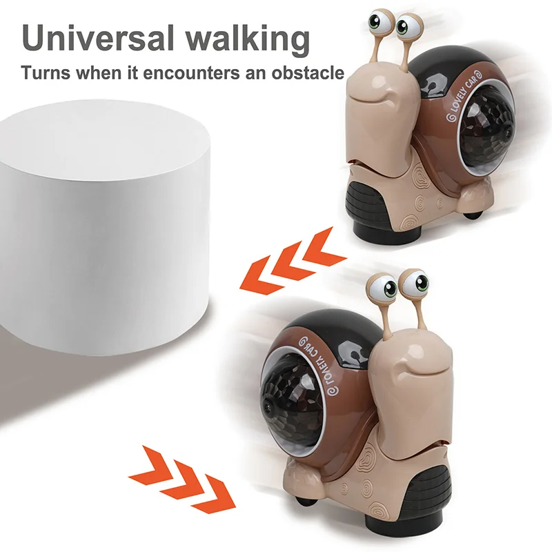 Musical Lighting Universal Electric Crawling Obstacles Avoidance Snail Toys for Kids