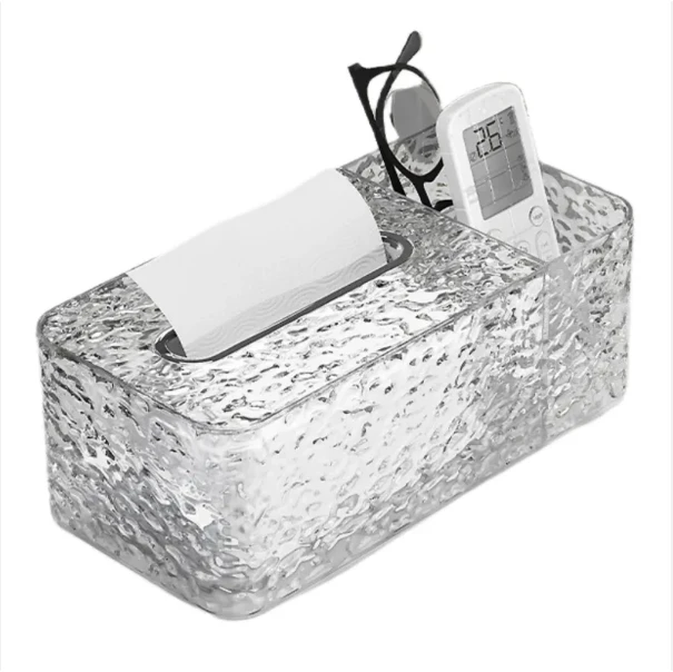 Factory Direct Customized New Fashion Clear Wavy Tissue Storage Box Transparent Acrylic Tissue Box