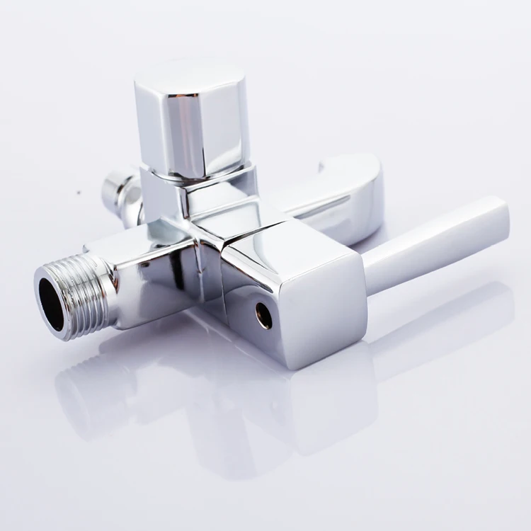 Square Design Double Handles Garden Wall Water Tap Two Water Outlets Brass Cartridge Bibcock Tap