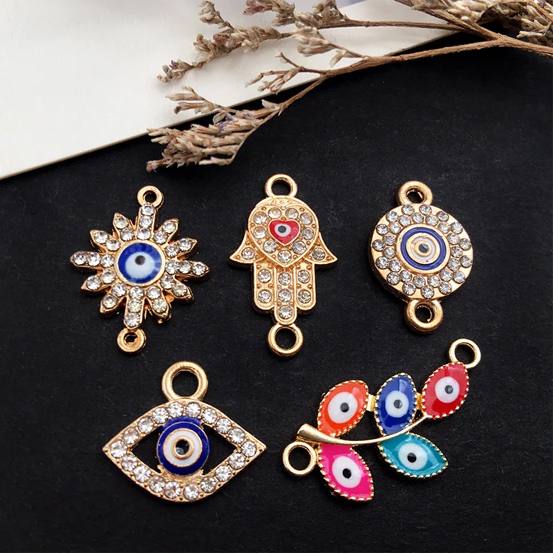 Chinese Wholesale Vendors Online Bulk Buying Diy Earrings Devil Eye Heart Pendant Necklace Jewelry Making Accessories