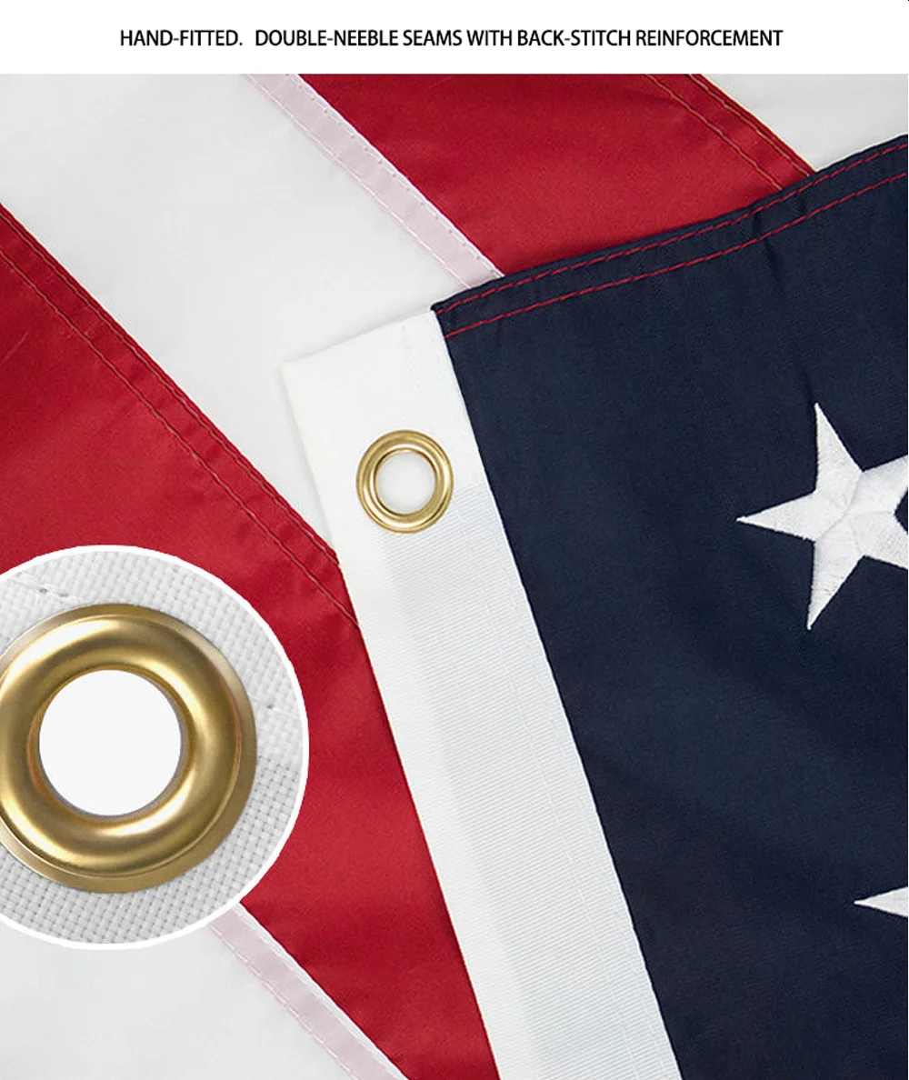 Custom American Flag 3x5 FT Outdoor USA Heavy duty embroidery Nylon US Flags with Embroidered Stars Sewn Stripes