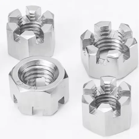cheap custom white yellow high quality brass zinc plated black oxide Galvanize Carbon Steel SS304 Hex Slotted Castle Nuts DIN935