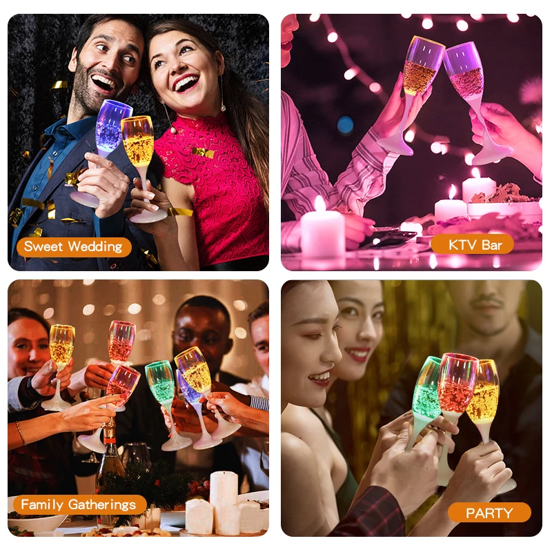 Custom Dishwasher Safe  Reusable Party Acrylic Plastic Drink Cups LED Light Up Blinking Glowing Goblets