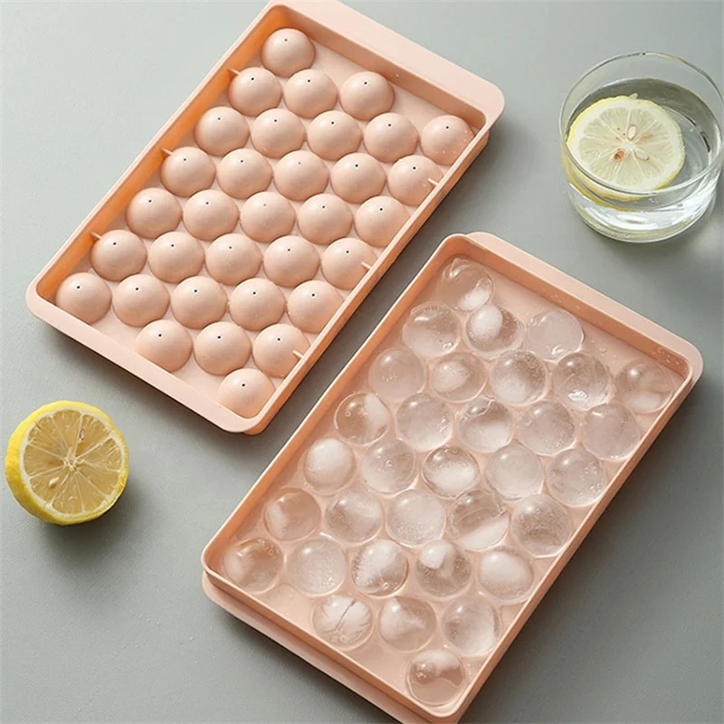 Plastic 33 cavity  ice ball mold DIY whiskey Ice cube Mold Ice tray with cover