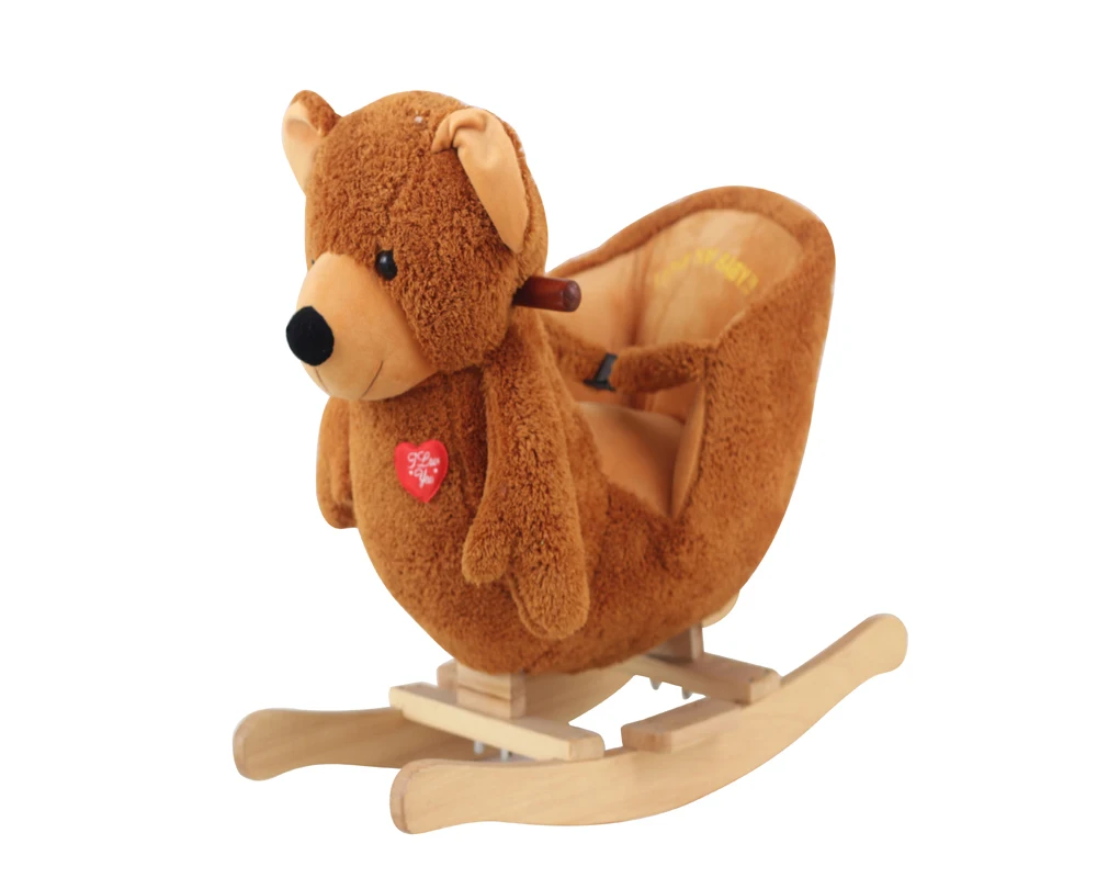 60*35*55cm Adorable customized new design brown plush bear doll rocking chair with high back