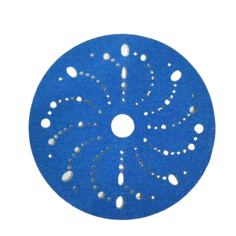 Multi Holes 5 Inch Customized Hook and Loop Blue Sandpaper 80 Grit Film Abrasive Sanding Disc Wet & Dry Sanding Paper Disc