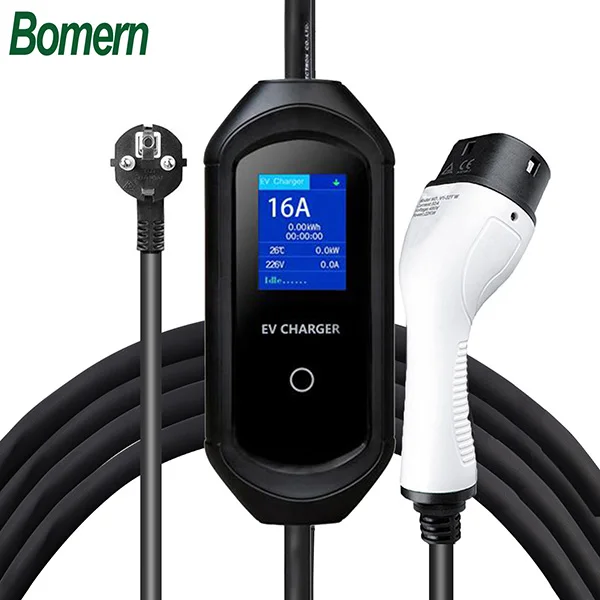 Adjustment 8A/10A13A/16A 5M 3.5kw portable ev charger type 2 to Schuko