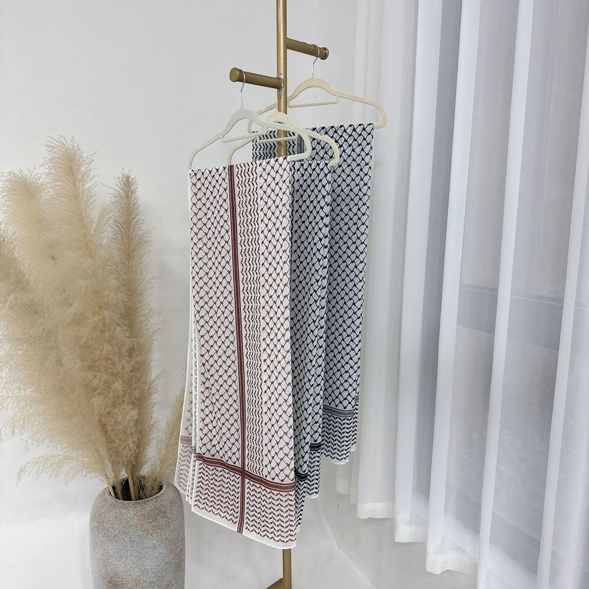 New Muslim Headscarf Women Long Shawl Printed Hijab Bawal Keffiyeh Scarf Bubble Chiffon Palestine Scarf