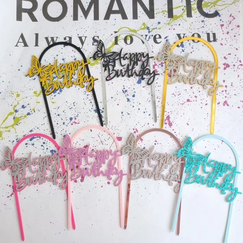 Arch acrylic happy birthday custom cake charm cake topper for cake decoration