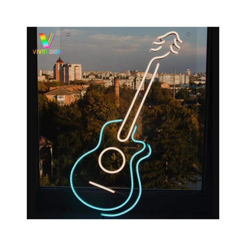 Free design custom logo neon sign guitar rock & roll band music LED neon light sign for party shop home decor