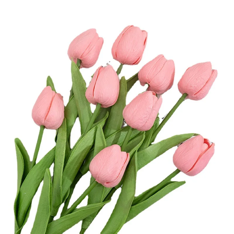 Wholesale Home Decor Simulation Tulips Single Branch Soft Feeling Plastic Artificial Real Touch Tulip Flowers