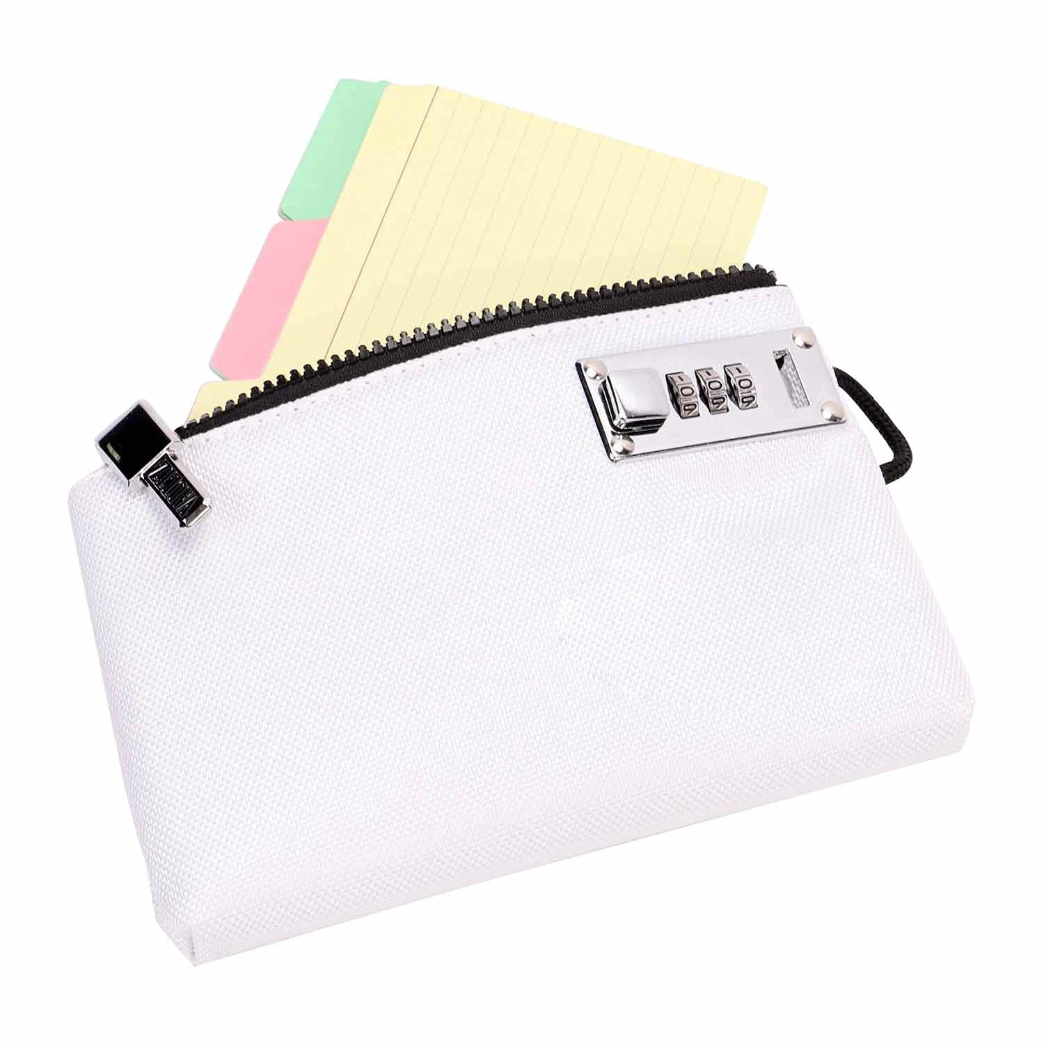 Custom Wholesale Filing Products Travel Pencil Pouch Bank Bag With Combination Secure Money Fireproof Document Bag With Lock