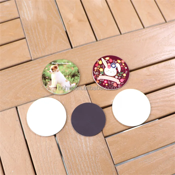 MDFSUB in stock 2mm round shape Sublimation Magnet Blanks Photo Printable plastic blank Sublimation Fridge Magnet