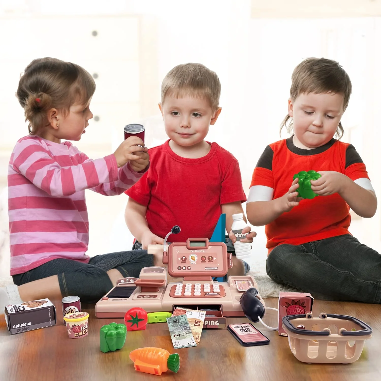 kids education shopping diy electronic toy cash register toy cash register scanner toy cash register with microphone
