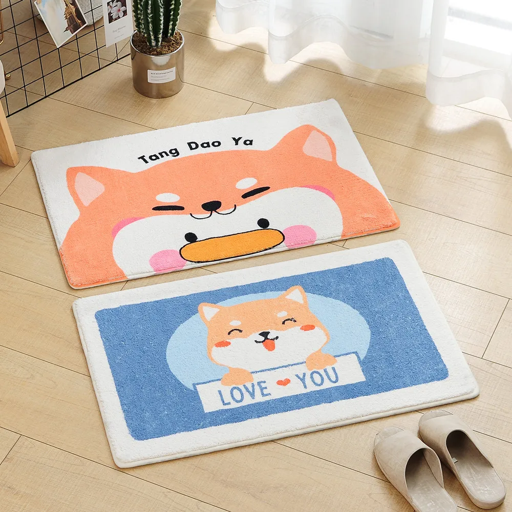 Lovely cartoon bathroom rug floor waterproof bath rug anti-bateria microfiber shower mat