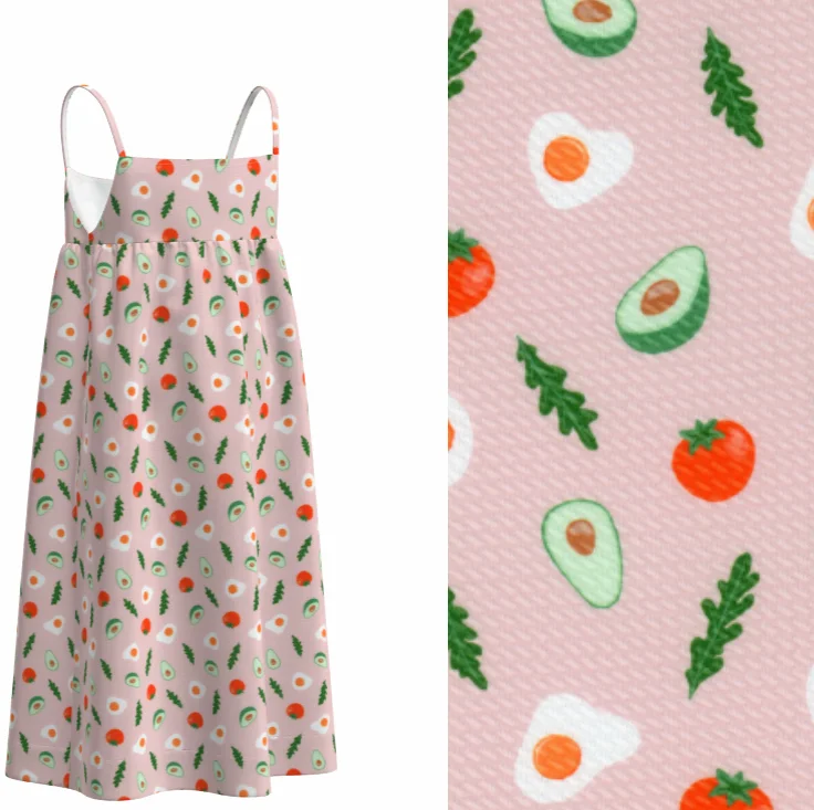 95%polyester 5%spandex stretch carrot and avocado pattern knit digital printing bullet bubble fabric for clothing