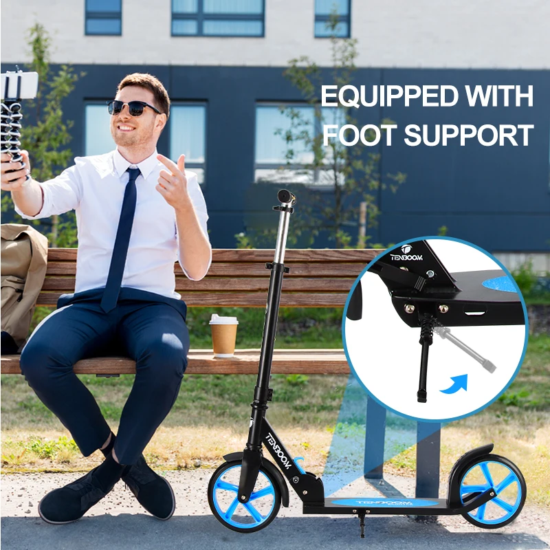 Folding foot push scooter adult with 3 Adjustment best big wheel kick scooter for adults