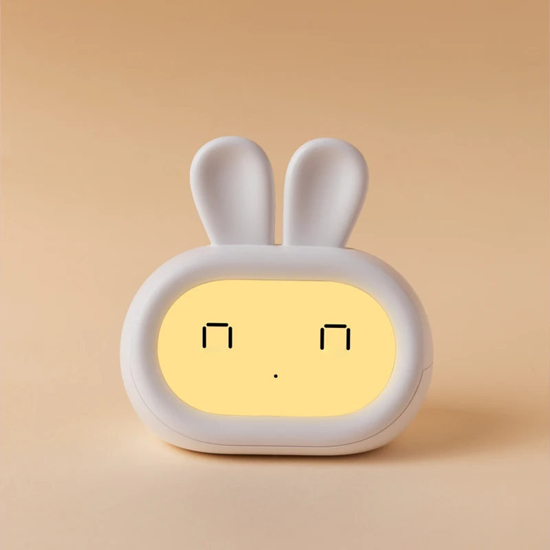 Rabbit Modern Design Dual Function Analog-Digital Alarm Clock with Cute Backlight Smart Quartz Wake-up Light for Kids