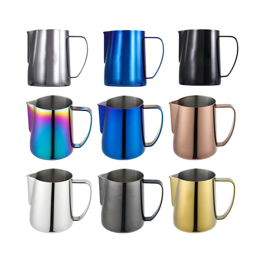 350ml 600ml Stainless Steel Metal Measuring Coffee Steaming Pitcher Cup Espresso Barista Tools Milk Frothing Jug Milk Pitcher