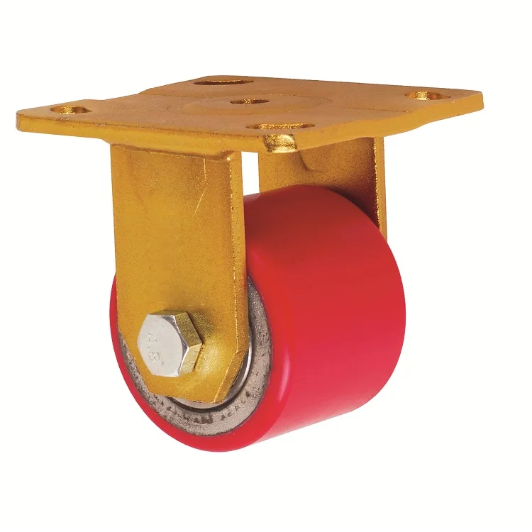 Load 500kgs Heavy Duty Low Profile Fixed 3 Inch PU Wheel Caster