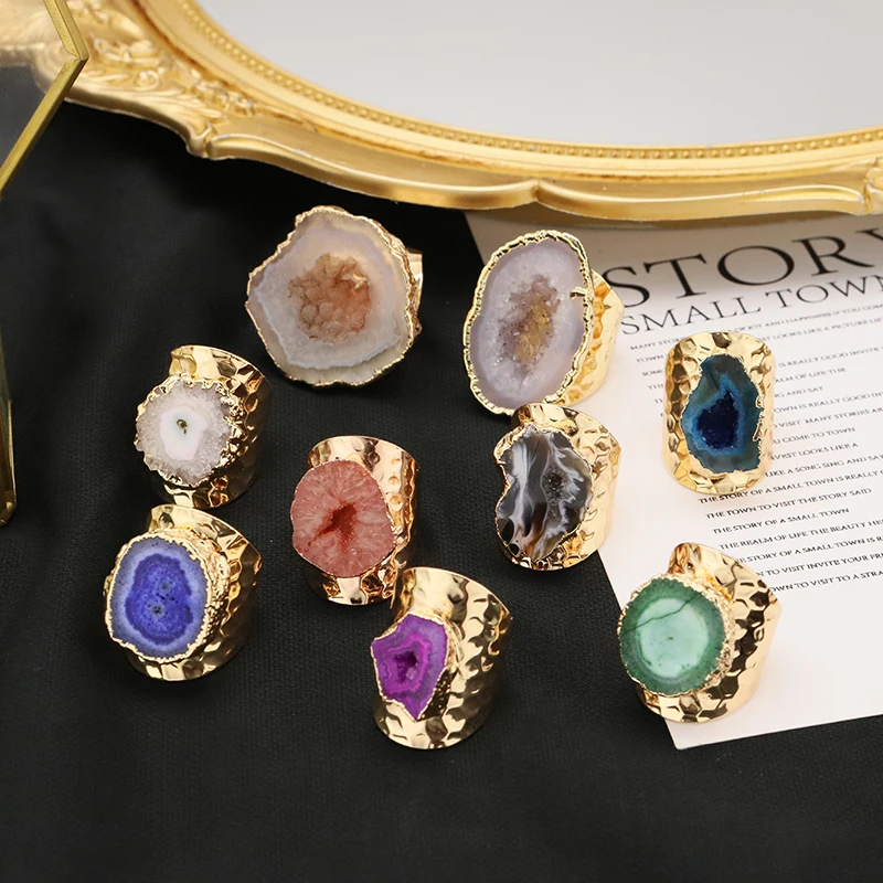 Green Natural Stone Adjustable Rings For Women Trend Luxury Romantic Jewelry Gifts For Women Wedding Accessories