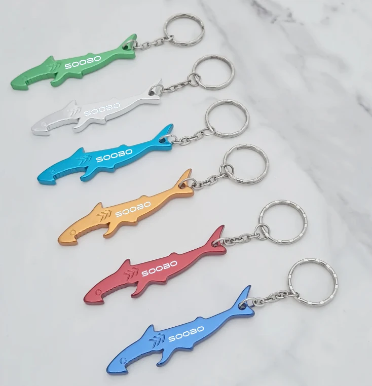 Custom Promotional Product Metal Shark Shape Bottle Opener Key Chain Personalized Pattern