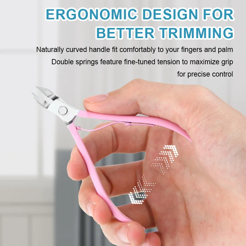 Professional High Quality Pink Nail Nipper Stainless Steel Manicure Tools Heavy Duty Toe Cuticle Clipper Scissors For Man