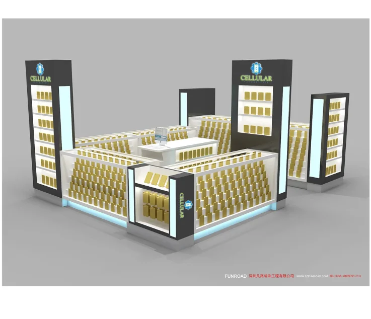 Mujiang Cell Phone Shop Furniture Interior Decoration Phone Store Kiosk for Shop Mall Phone case