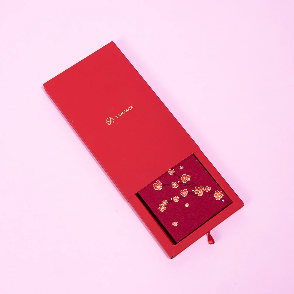 Custom print Chinese red packet pouch satin gold foil stamping fabric red packet velvet red packet