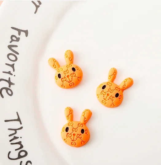Wholesale Cooky Resin rabbit head bear macaron color diy jewelry phone case patch 3d kawaii bunny nail charms accessories