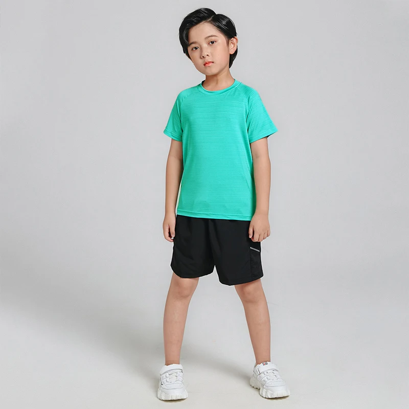 Kids 2 Piece Sets Custom Dry Fit Boys Shirts And Shorts Gym Sport Set Children Summer Clothing