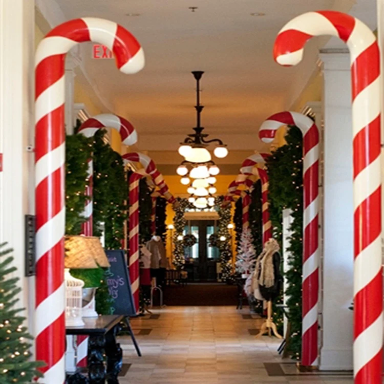 10-Foot Fiberglass Candy Cane Walking Stick Large Outdoor Christmas Decorations Painted Christmas Supplies in Box Packaging