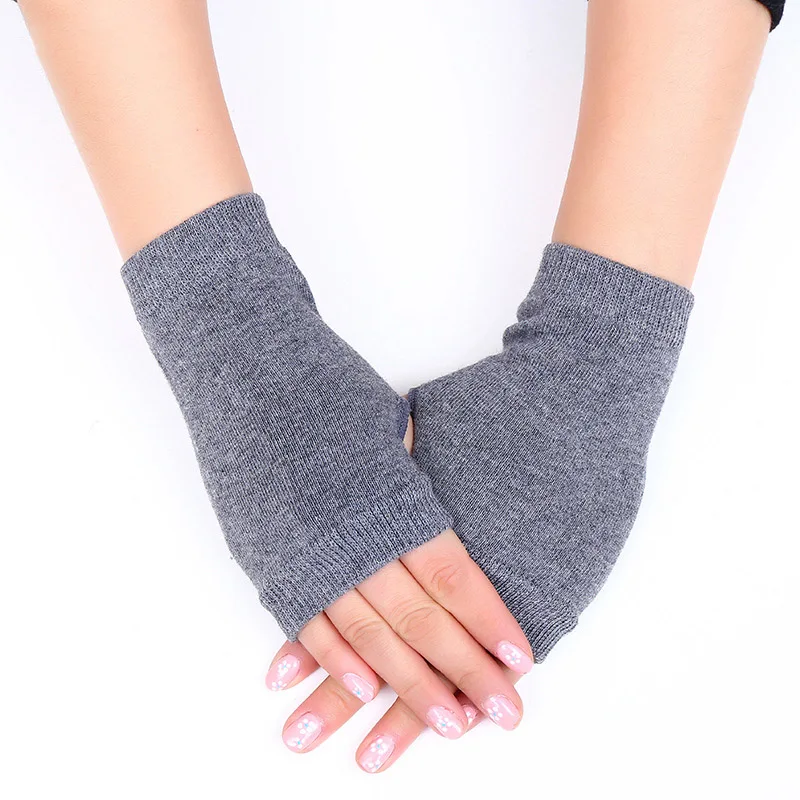 
CLIMATE Fashion Winter Knitted Fingerless Wool Glove for Women Warm Wrist Short Gloves Ladies Cashmere Stretch Solid Mittens 