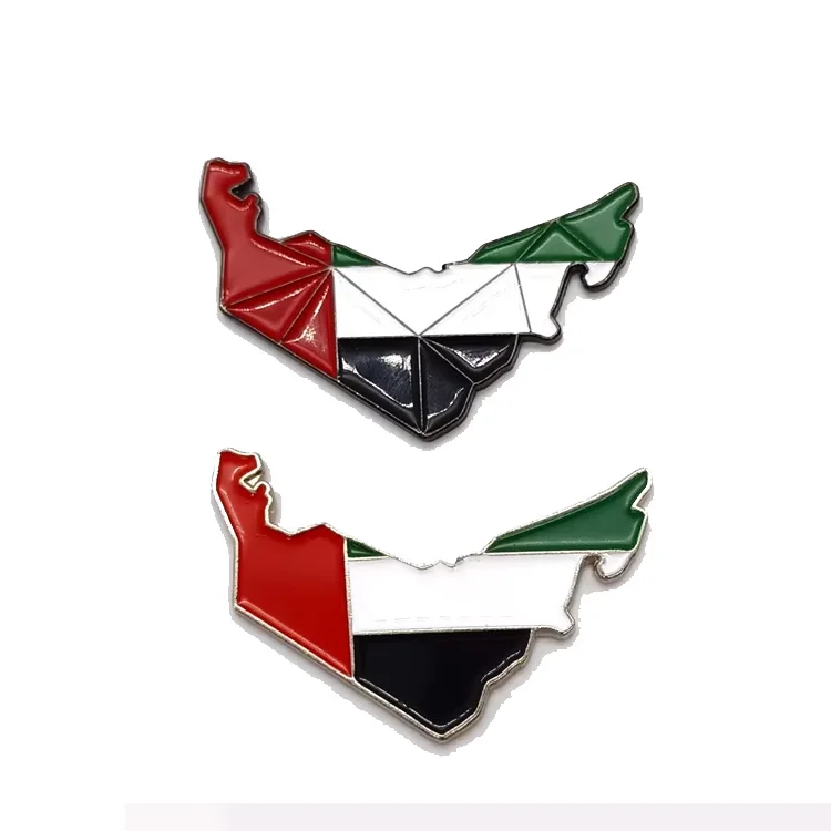 Customized Enamel UAE United Arab Emirates Flag Map National Day Lapel Pin Custom Logo UAE Abu Dhabi Celebration Badge Brooch