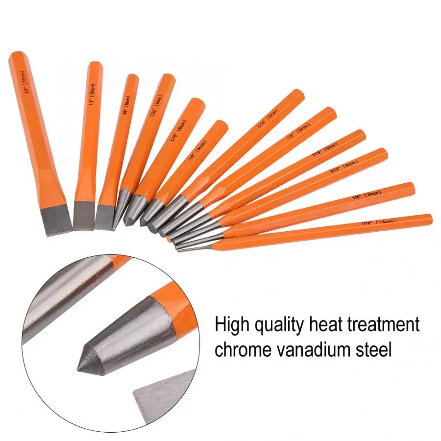 Набор хромованадиевых перфораторов и резцов для ремонта автомобилей и машин, 16 шт.