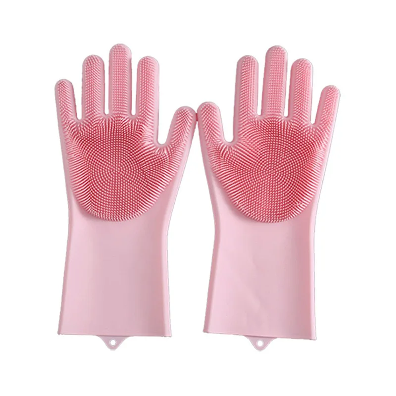 unique kitchen gadgets Dishwashing Cleaning Gloves For Kitchen silicone gloves set single side scrubber pet cleaning gloves