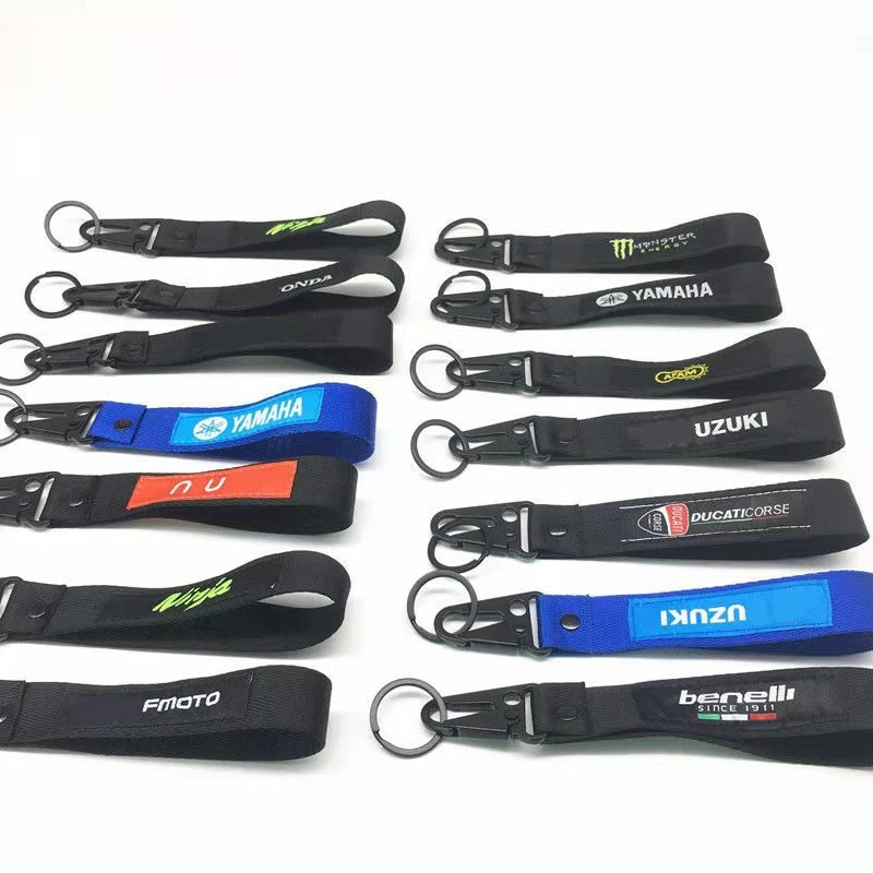 High Quality Polyester Lanyards Keying Printing motorcycle key chain with Logo Custom Embroidered Airplane Lanyards Keychain