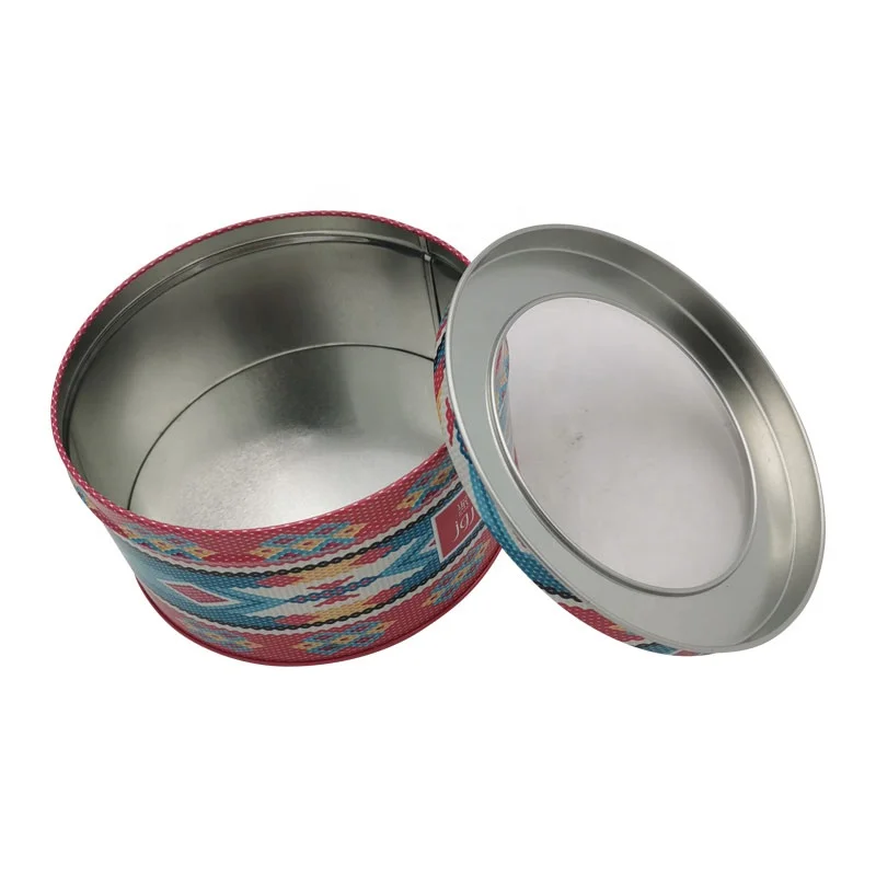 Custom Metal Tinplate Round Cookie Tins With Window