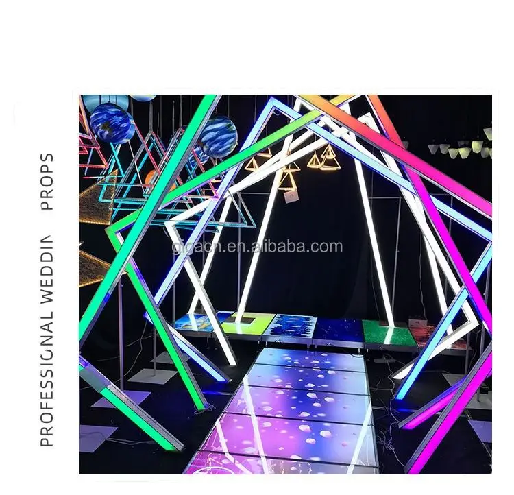 New Design Aluminium Alloy Time Tunnel Led Luminous Acrylic With Lights Geometric Wedding Props Corridor Arch