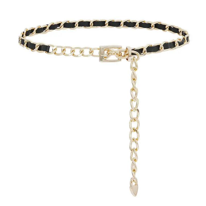 Summer Ladies Single Layer PU String Winding Gold Chain Waist Belt Chain Belts Product Category