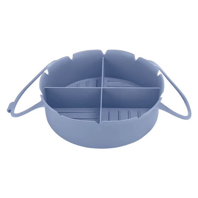 Kitchen Silicone Air Fryer Liners Pot 22x22x6.5CM with Divider Round Reusable Heat Resistant for Air Fryer Silicone Baking Tray