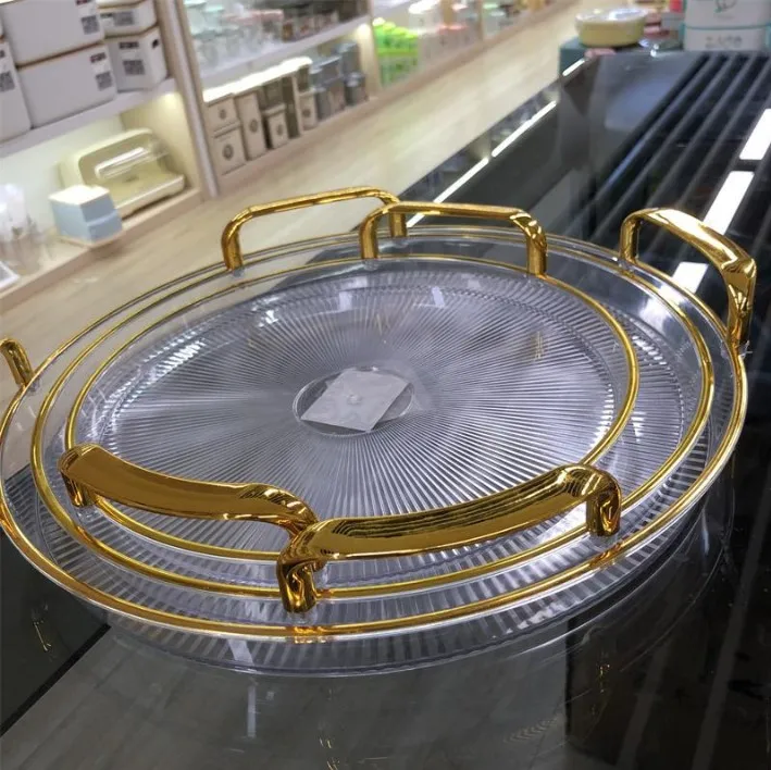 Новый продукт круглый кухонный поднос для закусок контейнер еды органайзер домашних животных пластиковый тарелка