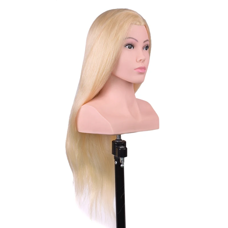 Professional Hairdressing Styling makeup Training Head 613# Blond Color  Real human Hair Salon Mannequin Head