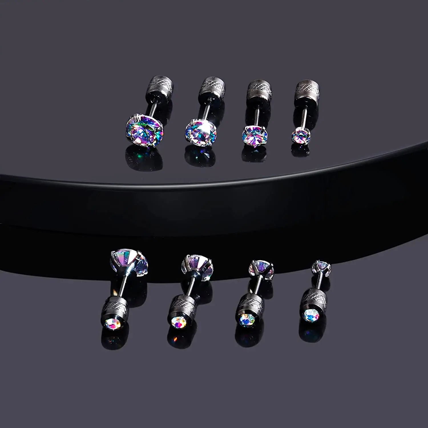 QIUHAN Pack Zircon Stud Earringsfor Screw Back Earrings Sleep Stud with Stainless Steel Women Trendy Opp Bag Party Earrings