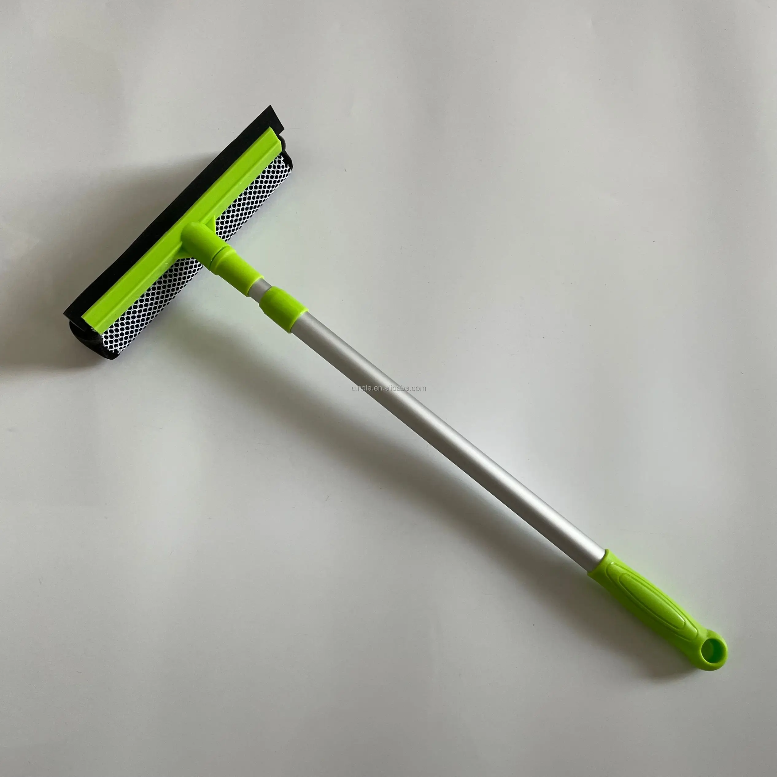 QL  2 in 1 Dual Side Sponge Window Squeegee with Rubber Blade with 16/19 aluminum Telescopic Extension Pole Window Cleaner Wiper